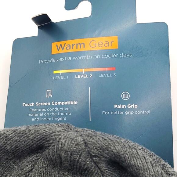 Tek Gear Boys' Winter Knit Hat & Gloves Set Gray Yellow Striped Grip Dots NWT - Picture 5 of 5